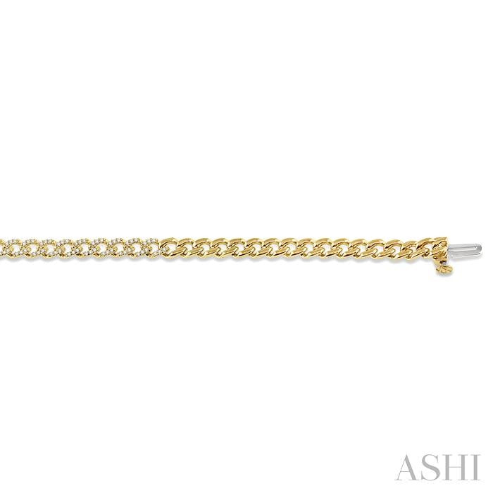 1/3 Ctw Round Cut Diamond Curb & Cuban Bracelet in 14K Yellow Gold