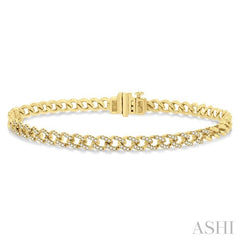 1/3 Ctw Round Cut Diamond Curb & Cuban Bracelet in 14K Yellow Gold