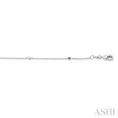 1.75 MM Sapphire and 1/20 Ctw Round Cut Diamond Precious Station Bracelet in 14K White Gold