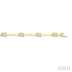 7/8 Ctw Fusion Diamond Bar Link Bracelet in 14K Yellow and White Gold