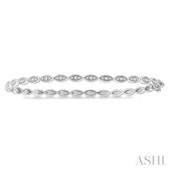 1/3 Ctw Marquise Mount Round Cut Diamond Stackable Bangle in 14K White Gold