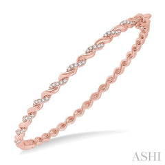 1/3 Ctw Twisted Vine Round Cut Diamond Stackable Bangle in 14K Rose Gold