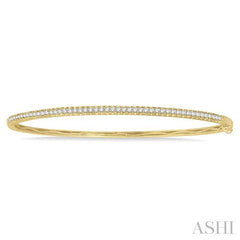 1/2 Ctw Slim Round Cut Diamond Bangle in 14K Yellow Gold
