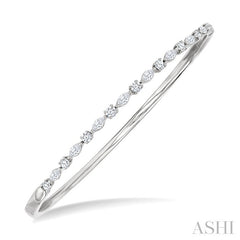 1 Ctw Marquise and Round Cut Diamond Fashion Bangle in 14K White Gold