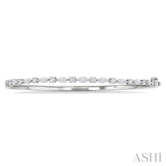 1 Ctw Marquise and Round Cut Diamond Fashion Bangle in 14K White Gold