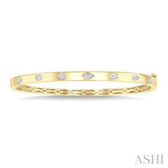 3/4 Ctw Spaced Mixed Shape Diamond Cut Fashion Bangle in 14K Yellow Gold 
