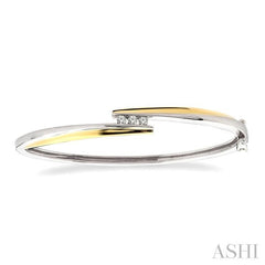 1/6 Ctw Three Stone Round Cut Diamond Bangle in 10K White and Yellow Gold