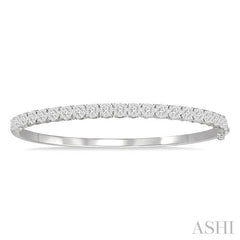 1 1/2 Ctw Circular Lovebright Round Cut Diamond Bangle in 14K White Gold