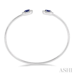 6x4 MM Oval Cut Sapphire & 1/5 Ctw Round Cut Diamond Precious Flexi Bangle in 14K White Gold