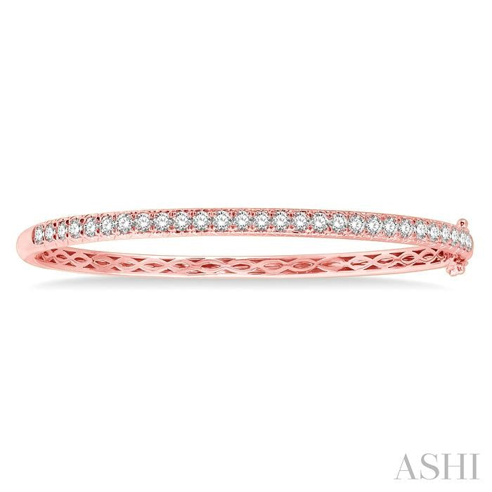 2 Ctw Round Cut Diamond Bangle in 14K Rose Gold
