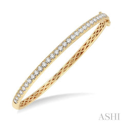 2 Ctw Round Cut Diamond Bangle in 14K Yellow Gold
