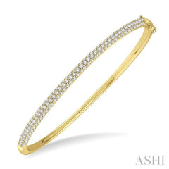 1 1/2 Ctw Round Cut Diamond Stackable Bangle in 14K Yellow Gold