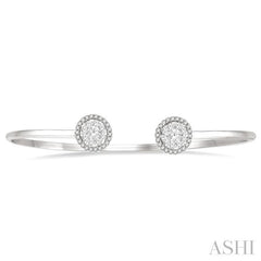 5/8 Ctw Lovebright Open Cuff Round Cut Diamond Stackable Bangle in 14K White Gold