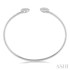 5/8 Ctw Lovebright Open Cuff Round Cut Diamond Stackable Bangle in 14K White Gold