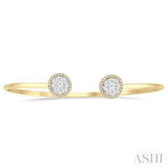 5/8 Ctw Lovebright Round Open Cuff Diamond Bangle in 14K Yellow and White Gold