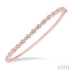 1/2 Ctw Round & Heart Shape Mount Stackable Diamond Bangle in 14K Rose Gold