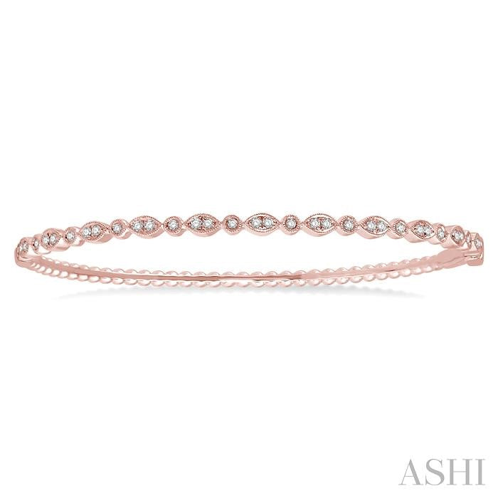 3/8 Ctw Marquise & Round Mount Stackable Diamond Bangle in 14K Rose Gold