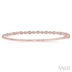 3/8 Ctw Marquise & Round Mount Stackable Diamond Bangle in 14K Rose Gold