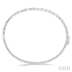 3/8 Ctw Marquise & Round Mount Stackable Diamond Bangle in 14K White Gold