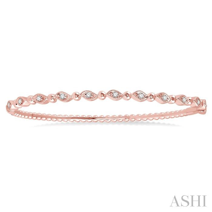 1/4 Ctw Marquise Link Round Cut Stackable Diamond Bangle in 14K Rose Gold