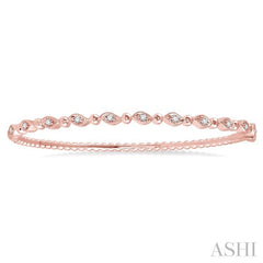 1/4 Ctw Marquise Link Round Cut Stackable Diamond Bangle in 14K Rose Gold