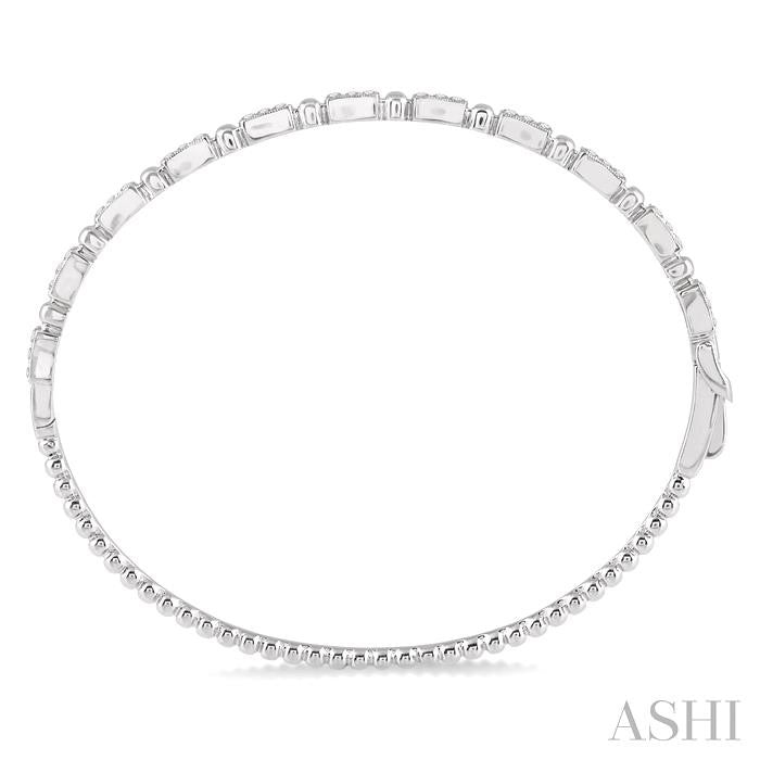 1/2 Ctw Box Link Round Cut Stackable Diamond Bangle in 14K White Gold
