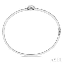 1 Ctw Cushion Shape Lovebright Round Cut Diamond Stackable Bangle in 14K White Gold