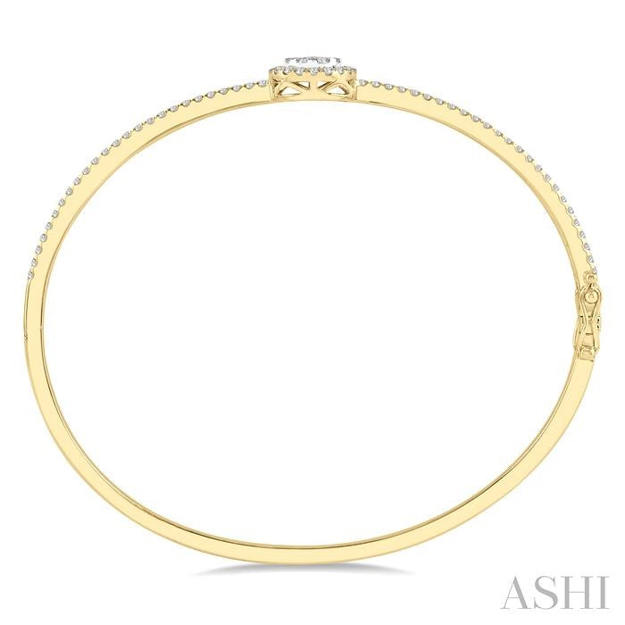 1 Ctw Round Shape Lovebright Round Cut Diamond Stackable Bangle in 14K Yellow and White Gold