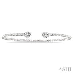 1/2 Ctw Pear Shape Open-End Round Cut Diamond Stackable Cuff Bangle in 14K White Gold