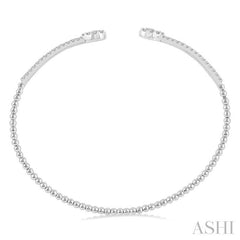 1/2 Ctw Pear Shape Open-End Round Cut Diamond Stackable Cuff Bangle in 14K White Gold