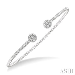 1/2 Ctw Circular Shape Open-End Round Cut Diamond Stackable Cuff Bangle in 14K White Gold