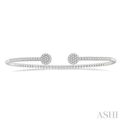 1/2 Ctw Circular Shape Open-End Round Cut Diamond Stackable Cuff Bangle in 14K White Gold