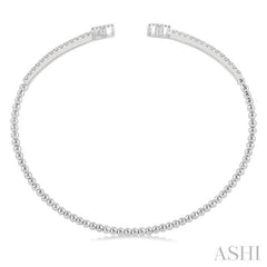 1/2 Ctw Circular Shape Open-End Round Cut Diamond Stackable Cuff Bangle in 14K White Gold