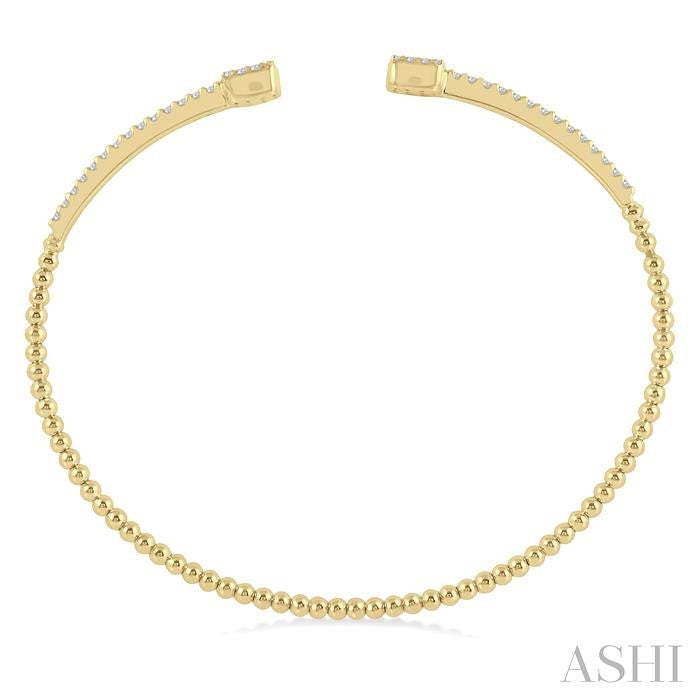 1/2 Ctw Cushion Shape Open-End Round Cut Diamond Stackable Cuff Bangle in 14K Yellow Gold