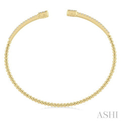 1/2 Ctw Cushion Shape Open-End Round Cut Diamond Stackable Cuff Bangle in 14K Yellow Gold