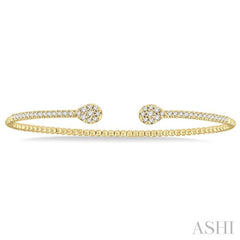 1/2 Ctw Pear Shape Open-End Round Cut Diamond Stackable Cuff Bangle in 14K Yellow Gold
