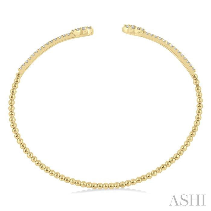 1/2 Ctw Pear Shape Open-End Round Cut Diamond Stackable Cuff Bangle in 14K Yellow Gold