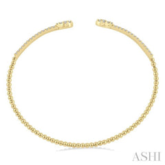 1/2 Ctw Pear Shape Open-End Round Cut Diamond Stackable Cuff Bangle in 14K Yellow Gold