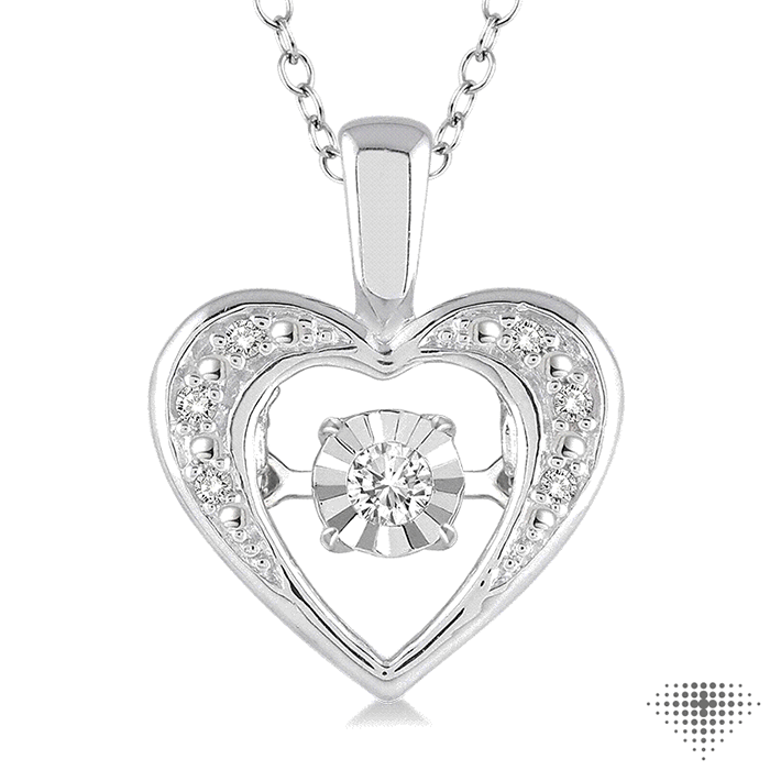 1/20 Ctw Heart Shape Diamond Emotion Pendant in Sterling Silver with Chain