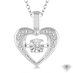 1/20 Ctw Heart Shape Diamond Emotion Pendant in Sterling Silver with Chain