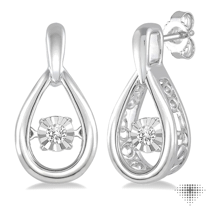 1/20 Ctw Round Cut Diamond Emotion Earrings in Sterling Silver