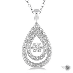 1/10 Ctw Pear Shape Diamond Emotion Pendant in Sterling Silver with Chain