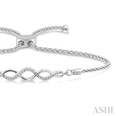 1/20 Ctw Infinity Swirl Round Cut Diamond Sterling Silver Lariat Bracelet