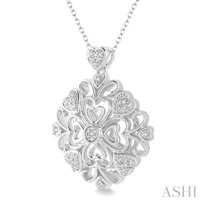 1/20 Ctw Round Cut Diamond Heart Shape Pendant in Sterling Silver with Chain