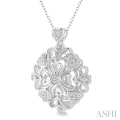 1/20 Ctw Round Cut Diamond Heart Shape Pendant in Sterling Silver with Chain