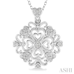 1/20 Ctw Round Cut Diamond Heart Shape Pendant in Sterling Silver with Chain