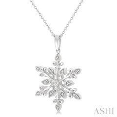 1/20 Ctw Snowflake Lattice Round Cut Diamond Pendant With Chain in Sterling Silver