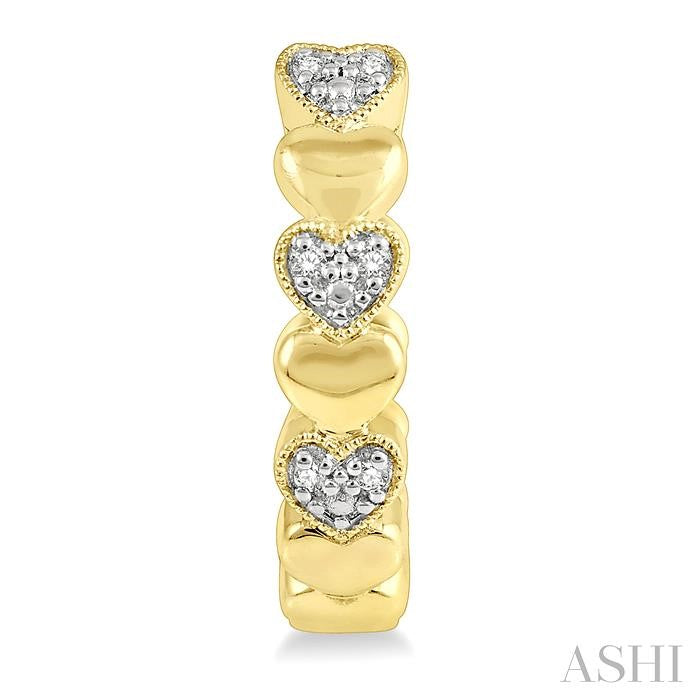 1/20 Ctw Puffed Heart Round Cut Diamond Hoop Earring in Yellow Gold Vermeil