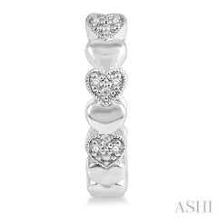 1/20 Ctw Mini Hearts Round Cut Diamond Hoop Earring in Sterling Silver