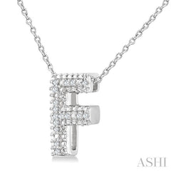 1/20 Ctw Bubble Accent Initial 'F' Round Cut Diamond Fashion Pendant With Chain in Sterling Silver